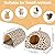 Hedgeink Guinea Pig House with Rabbit Hideout, 2 Pack Guinea Pig Toys Set Rabbit Bed and Guinea Pig Tunnel, Guinea Pig Accessories for Hamster, Ferret, and Bunny, Brown Leopard Print