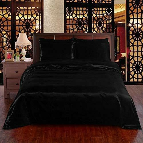 Miniatura 2 de Juego de cama de satén de 6 piezas, sedoso y sexy, tamaño QueenKing, funda de edredón + sábana bajera y 4 fundas de almohada,