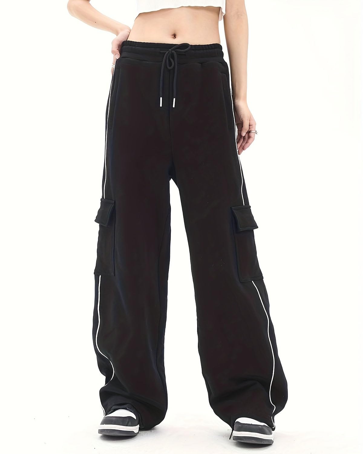 Skateboard Frog Y2K Baggy Streetwear Hip Hop Harajuku damskie spodnie w stylu amerykańskim vintage jesień luźne sportowe ze sznurkiem