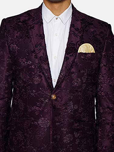WINTAGE Men's Embroidered Velvet Party/Festive Indian Grandad Blazer : Blue4