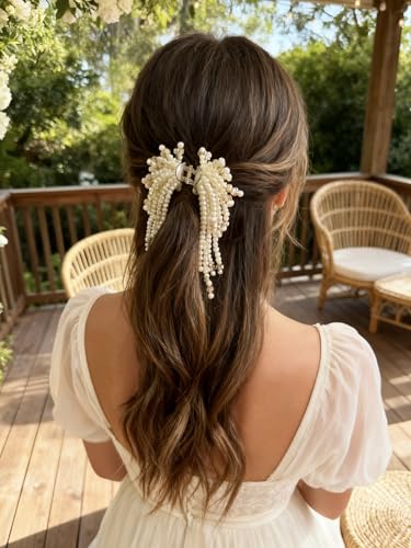 Pinza para cabello elegante con perlas y borlas, diseño retro, para bodas y ocasiones especiales miniatura 6