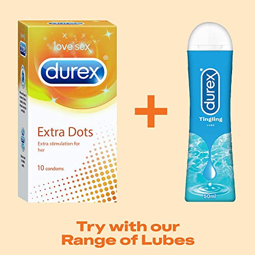 Image of Durex Extra Dotted Condoms for Men - 10 Count (Pack of 30) |Ribbed and Dotted for Extra Stimulation|Suitable for use with lubes & toys