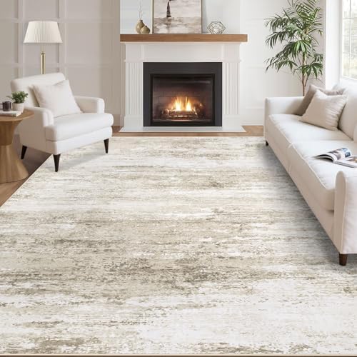 Washable Rug 6x9 Area Rugs for Living Room: Neutral Soft Rug Abst...