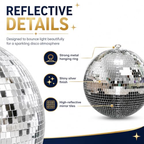 Youdepot - Bola espejada de 12 pulgadas y paquete de 54 bolas espejadas mini, adornos para Navidad, fiestas, bodas y decoración DIY miniatura 5