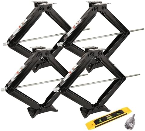 PEAKTOW 5000 lb. 24" RV Trailer Stabilizer Leveling Scissor Jack with Socket & Magnetic Level 4PK
