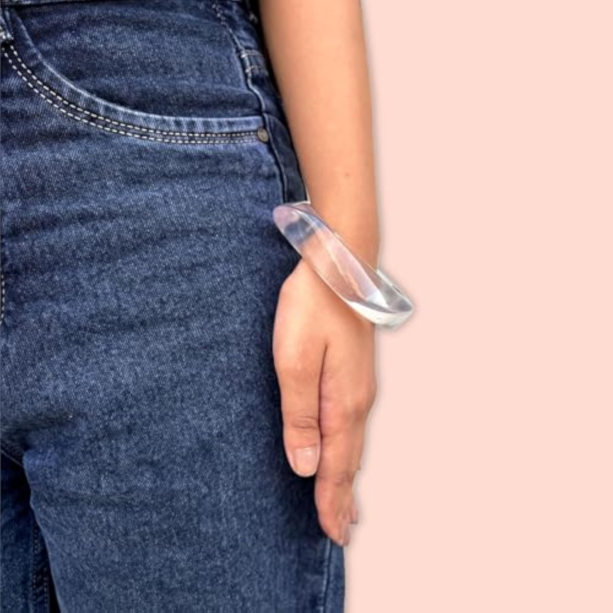 Transparent Twisted Acrylic Bangle Bracelet for Girls