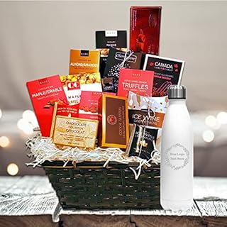 Gift basket for Christmas | Sweet Basket IV with Custom Water Bottle | Gift Hampers | Holiday Gift Basket | Gift Baskets with Chocolates for any occasion | Birthday Gift Basket | Gift Basket for Mom | Housewarming Gift Basket | Gift Basket for Teacher | A Christmas Gift Send with Your Personalized Message. (Sweet Basket III with Custom Mug)