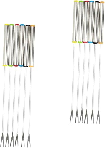 FELTECHELECTR 12pcs Chocolate Fondue Fork Small Forks for Fruit Cocktail Forks Exquisite Fork for Children Use Hearts Stones Fruit Eating Fork