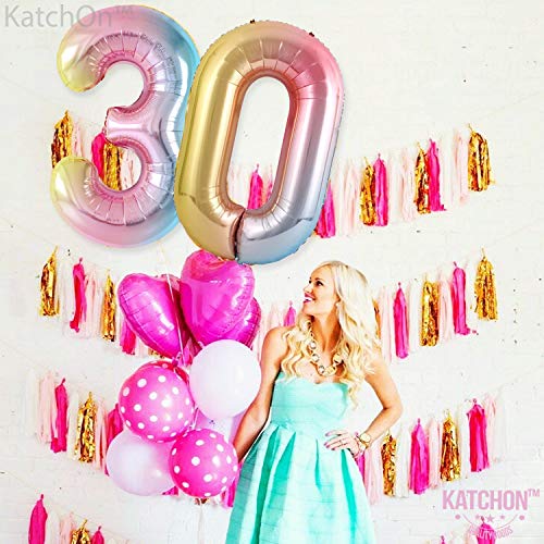 Image of KatchOn Large, 40 Inch Rainbow Number 0 Balloon - Colorful, Giant Foil Mylar Balloon for Unisex Kids & Adults - Multicolor, 1 Count, Anniversary, Birthday, Unisex, All Ages
