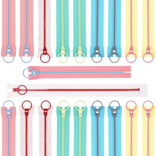 XoeLLe 20 Piezas Cremallera, Cremalleras de Colores, Cierres para Bolsos, Costura Accesorios, Adatto per Cucire Borse, Vestiti per Animali, Astucci, Portacarte e Pochette (30 cm e 35 cm)