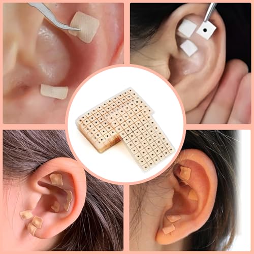 600 PCS Ear Seeds Akupunkturpflaster,Ohrakupunktur Nadeln,Ohrsamen Akupunktur,Ohrakupunktmassagen und Pflege,für Sportler Büroangestellte,mit Pinzette und Ohrlöffel