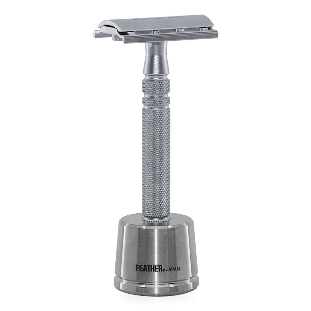 Jatai Feather Stainless Steel Double Edge Razor with Stainless Steel Stand, Extra