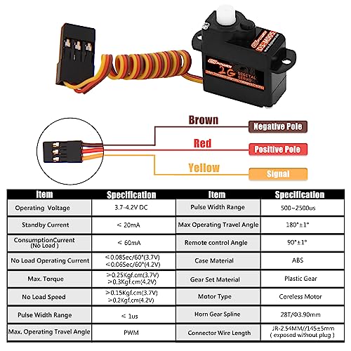 Image of 5PCS 2G Plastic Gear Mini Servo, 3.7-4.2V RC Micro Coreless Motor Digital Servos Kit for Fixed-Wing Helicopter Airplane Drone 1 /24 RC Car Model Boat Robot Toy