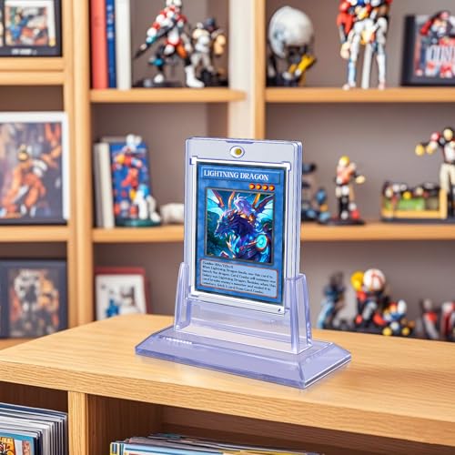 Homthy 4ct Magnetic Card Holders for Trading Cards, 35pt Acrylic Baseball Card Holders with 4 Card Stands Card Protector Hard Plastic Fit for YuGiOh, MTG and Sport Cards (4)