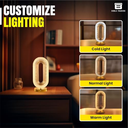 Image of CRAE Oval Crystal Desk Lamp-Touch Control Night Light with Stand, Bedside Lamp, Home Furnishing Decoration, Perfect for Gifts (Oval)