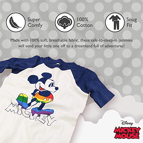 Disney Boys,Girls Mickey Mouse 2-Piece Snug-Fit Cotton Pajamas Set, Fam_Love Mickey, 8 #TOP2