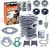 Cilindro y pistón de 39 mm para motosierra Husqvarna 235 236 240, bujía, juntas, kit de cilindro y pistón, rodamiento de cigüeñal, retén de aceite, rodamiento de agujas, bujía, juego de resortes de montaje AV, juego de juntas. 2