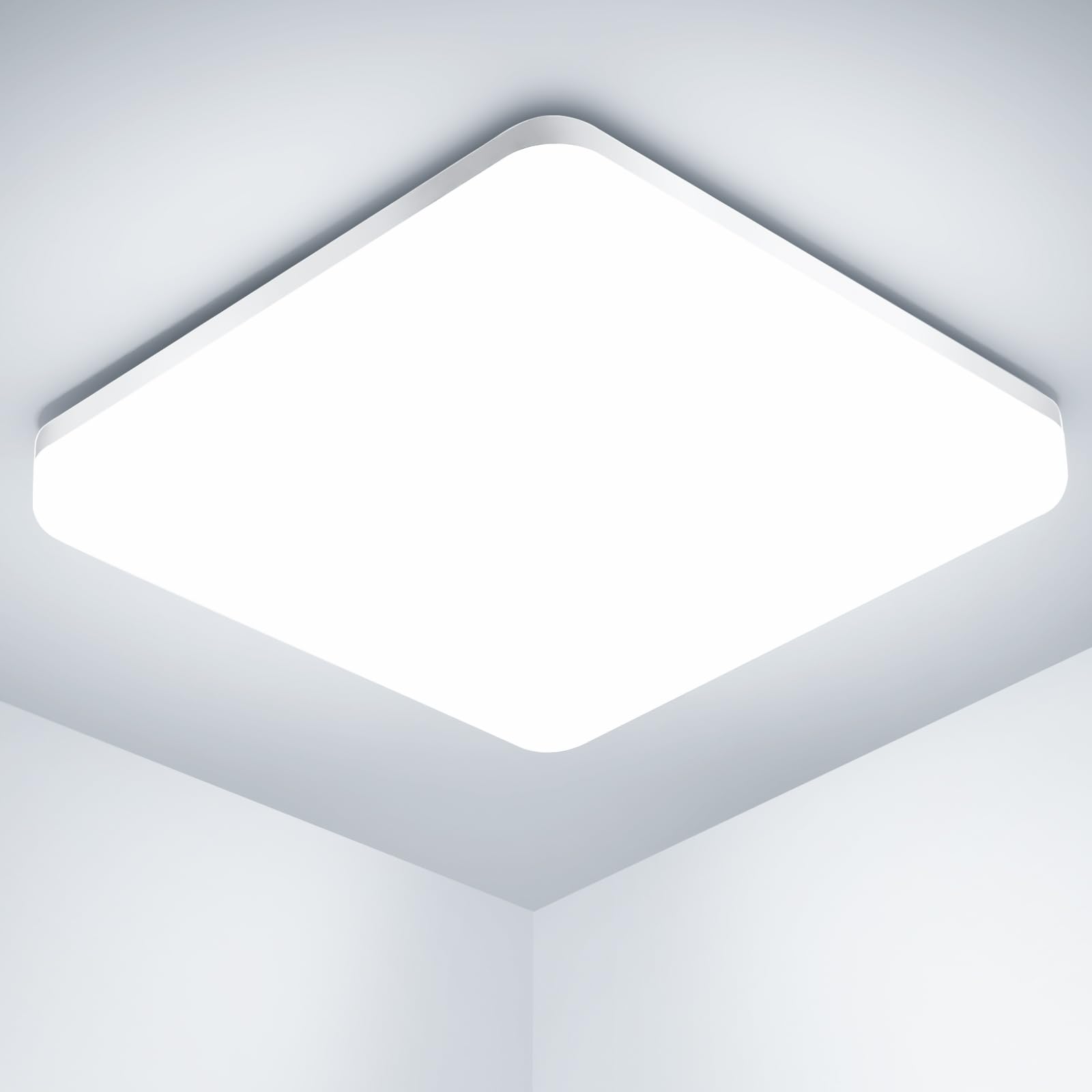 Plafoniera LED Soffitto Quadrata 20W, Lampada da Soffitto Moderno 6500K 2000LM Plafoniera Bagno IP44 Impermeabile Lampadario LED Luce Soffitto per Ufficio, Camera da Letto, Cucina, Soggiorno, Balcone