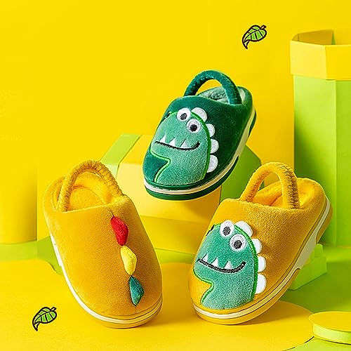Kids Shoes Toddler Boys Girls Dinosaur House Slippers with Fleece Lining Cozy Household Shoes Non-Slip for Kids Fuzzy4