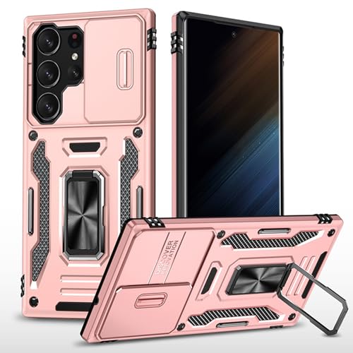 Coque Samsung S26 Plus rigide haut de gamme couleur rose avec anneau métal