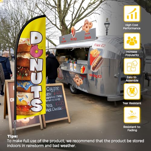 Drapeau en forme de beignets, kit mât de pavillon et sac portable pour attirer l'attention en rue - 7