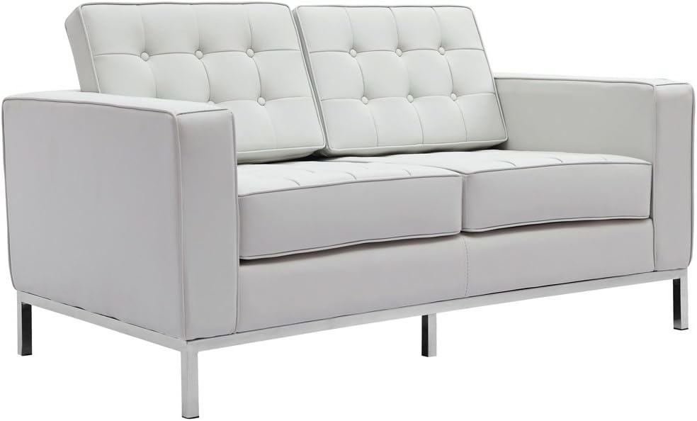 Piazza White Leather Love Seat Office Environment Sofas