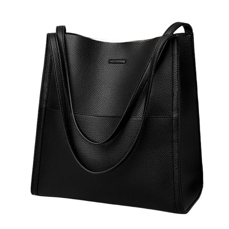 Women Solid Color Simple Genuine Leather Shoulder Bag, Ladies Waterproof Large Capacity Leather Handbags