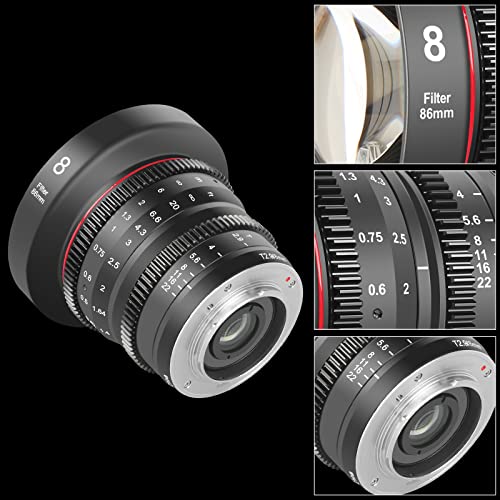 MEKE 8mm T2.9 Grande ouverture Mise au point manuelle Faible distorsion Cine Objectif pour Micro Four Thirds M43 MFT Compatible avec les appareils photo Olympus/Panasonic Lumix et BMPCC 4K Zcam E2 GH5 – vue 3
