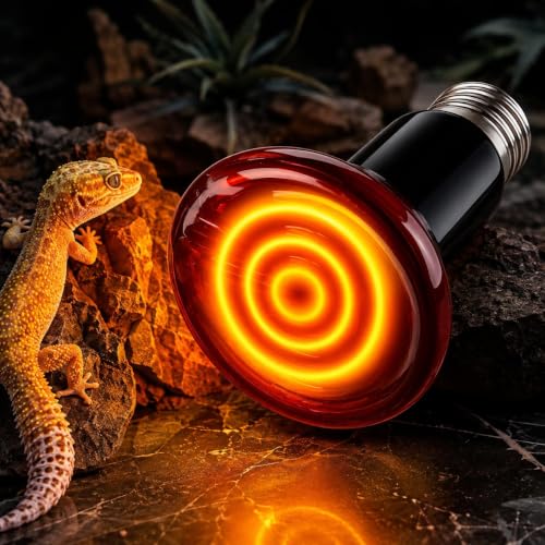Image of VAYINATO Reptile Ceramic Heat Emitter Lamp | No-Light Heating Bulb for Lizards, Snakes, Tortoises | Long-Lasting Heat Source for Terrariums & Vivariums | Silent & Safe (Black) (50W)