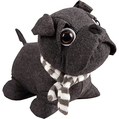 Tope para puerta (antracita) Pug / Bulldog 25 x 20 cm saco de puerta, decoración de felpa pesada (1000 g) para interiores, ventanas, habitación infantil