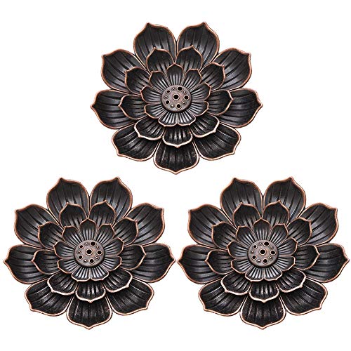 AUXSOUL 3 Piezas de Marco de Aromaterapia Lotus,Quemador de Incienso Lotus,Asiento de Loto de Lat�n Porta Incienso para Yoga y Decoraci�n de Oficina en Casa