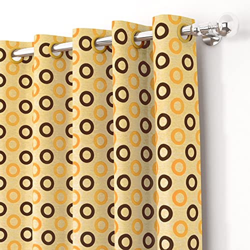 Image of Door Curtains 7 feet Long Set of 2 | Dots Design | Polyester, Light Filtering Curtains and Drapes | Curtains for Living Room | (118 x 215 cm, Brown) | Perfect for Home Decor