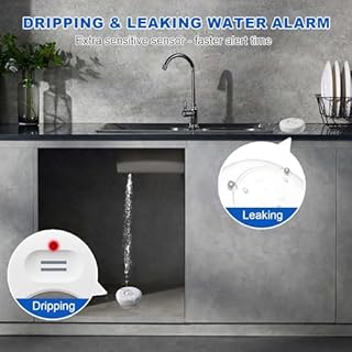 WiFi Water Leak Detectors 5 Pack, 120dB Adjustable Loud Water Leak Sensor, Wireless Wi-Fi Water Leak & Drip Alarm, App Alerts, 5 Water Alarm Sensors & 1 Hub for Home Kitchen, Bathroom, Sink, Laundry