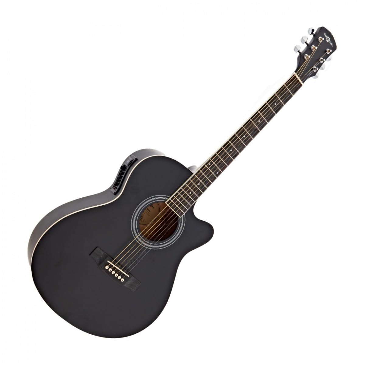 Chitarra Elettroacustica Cutaway Nera, Ampli 15W e Accessori | Manico a C Comodo per Principianti, Preamplificatore EQ 3 Bande Integrato, Ampli 15W e Pacchetto Accessori Completo Incluso