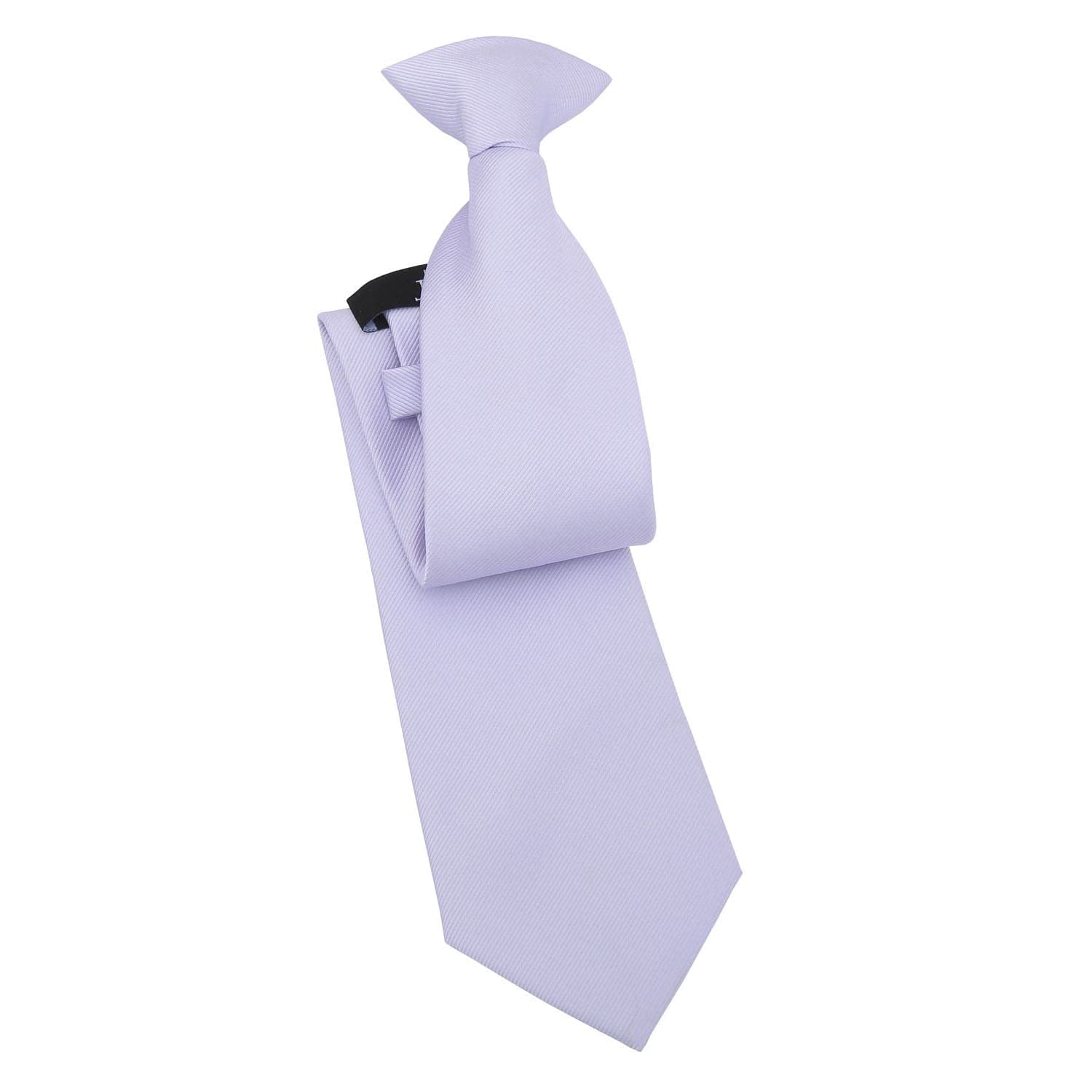 DQT Mens Plain Twill Clip-On Tie - Pre-Tied Necktie - Wedding, Business & Formal - Pastel Lilac