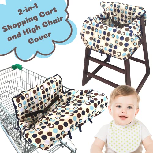 Shopping Cart Cover For Baby And High Chair Cover - 2 In 1 - Cart Cover For Girl Or Boy - Soft Padded - 3 Toy Loops And Bottle Holder Included - Easy To Fold And Carry - Machine Washable - Perfect Baby Shower Gifts Or Favors #TOP1