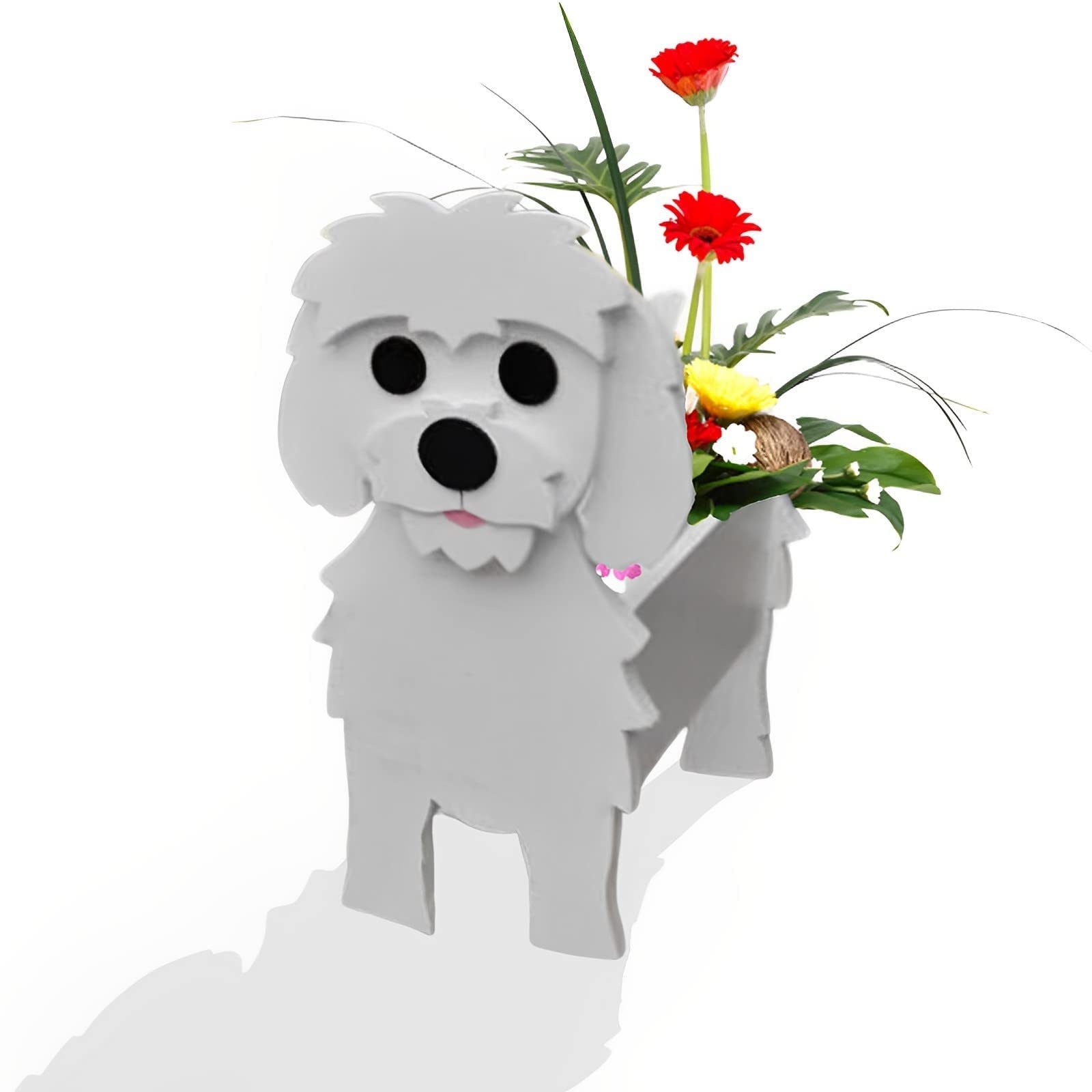Dog Planters -Garden Dog Shaped Plants Pot 37 Style Animal Cute Dog Cartoon Planter Plant Container Holder For Outdoor Indoorfor, Flower Home Decor Plant Pot ( Color : Maltese , Size : 13*9 Inch )