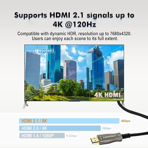 Image of EMK 4K 40 Meter HDMI Cable, Ultra HD High Speed HDMI Cable 48Gbps, 4K 60Hz, HDCP 2.2, 4:4:4 HDR, eARC, Compatible with Steam Deck, PS-5 /4, X-Box Series X, X-Box One etc-.