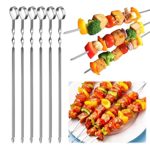 KOBONA Spiedini di Kebab Spiedini di Carne BBQ Kabob in Acciaio Inossidabile Spiedini di Carne da 36 cm per Grigliare Spiedini di Griglia Riutilizzabili Spiedini di Shish Kebab per Campeggio