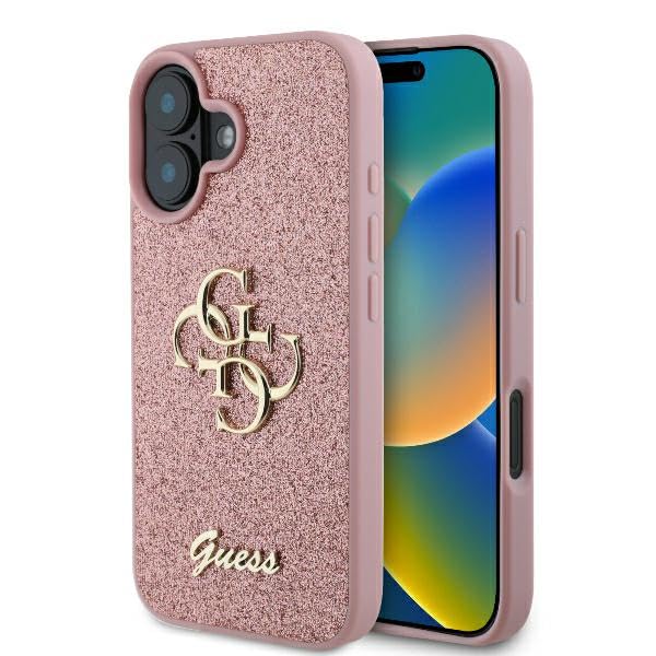 CG Mobile Guess Fixed Glitter Big 4G   Carcasa para iPhone 16, Color Rosa