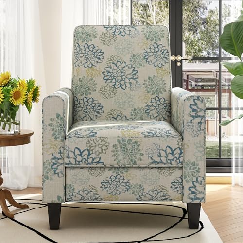 Sillón reclinable tapizado azul moderno miniatura 1