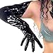 DooWay Women's Oil Black Long Leather Gloves 95CM Shoulder Length Pointed-top Fishbone-supported Armour Faux Leather Cosplay Halloween Fashion Costume Glove