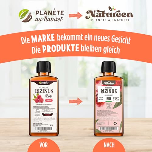 Rizinusöl Bio 900 ml - 100% Rein, Natürlich und Kaltgepresst - Wimpern, Augenbrauen, Haare, Bart, Nägel