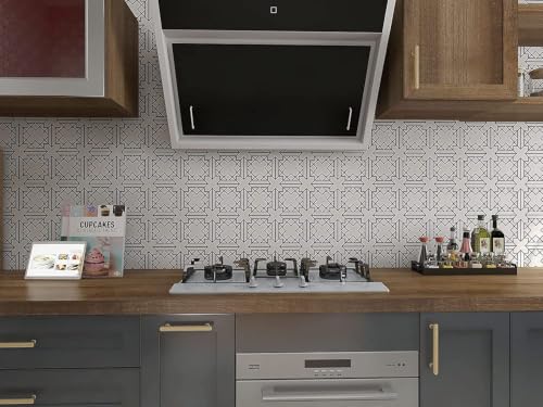 Image of Moroccan Tile Stickers | Waterproof Self Adhesive Peel & Stick Tile Decals for Kitchen Backsplash, Bathroom Wall, Floor, Furniture & Glass (6x6 Inch, Design 8, 40 Pic)