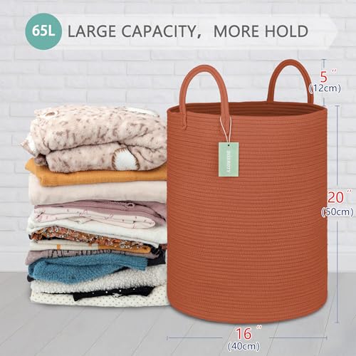 Image of Large Cotton Rope Laundry Hamper for Clothes 65L, Autumn Glaze