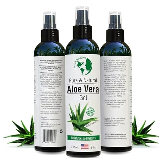 Earth's Daughter Organic Aloe Vera Gel from 100% Pure and Natural Cold Pressed Aloe - Great for Face - Hair- Sunburn - Bug Bites - 8 oz.