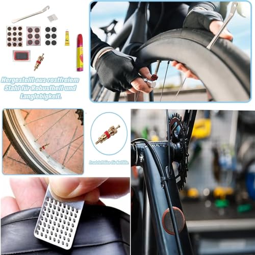 44-56 Piezas Kit Repara Pinchazos Bicicleta,Kit de Reparación de Neumáticos de Bicicleta,Parches Bicicleta Autoadhesivo,Unisex Adulto,con Caja de Accesorios,para Ciclistas,vehículos Todoterreno - Imagen 4