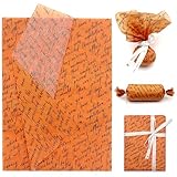 Benvo 包装紙 ラッピングペーパー 70*50cm お花紙 20枚 薄葉紙 フラワーズ 包装ペーパ 緩衝材紙 クリスマス/正月/お祝い事/雛祭り/バレンタイン/卒園・卒業など ギフト包装 プレゼント 手芸DIY用 破れにくい（茶色の文字）