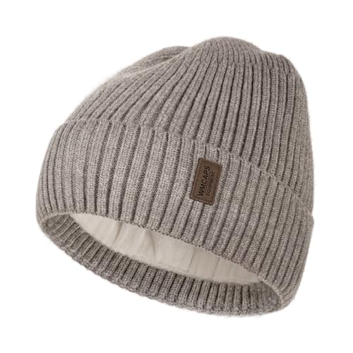 Image of Wmcaps Warm Beanie for Men Women, Fleece Lined Beanie Warm Winter Caps Unisex Fashion Knit Cuffed Cap