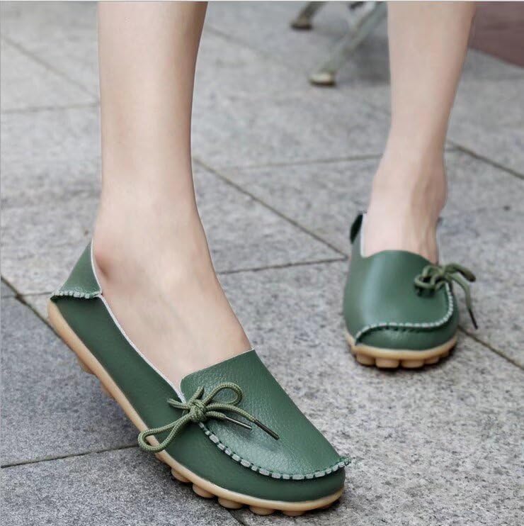 Image of Women's Leather Slipper Loafers Flat Shoes Slip-Ons